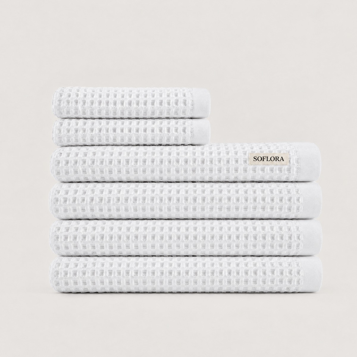 Waffle Spa Bundle in Cloud White - Set with Bath Sheets