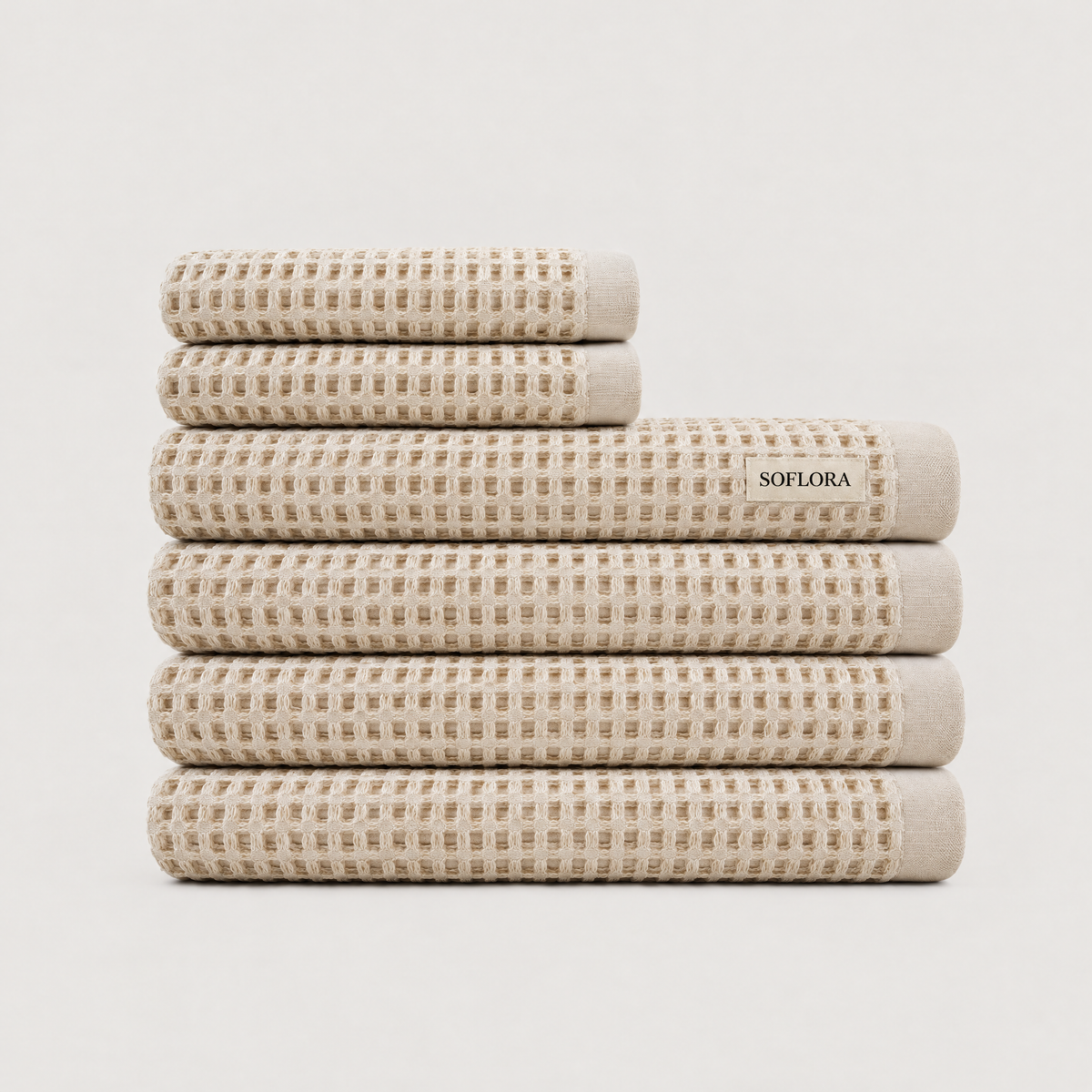 Waffle Spa Bundle in Sand - Set with Bath Towels