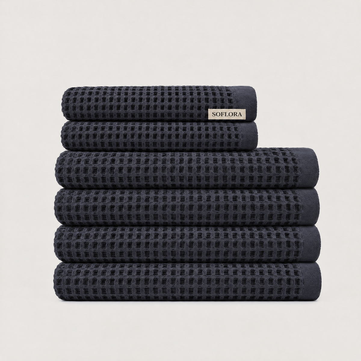 Waffle Spa Bundle in Charcoal - Set with Bath Towels