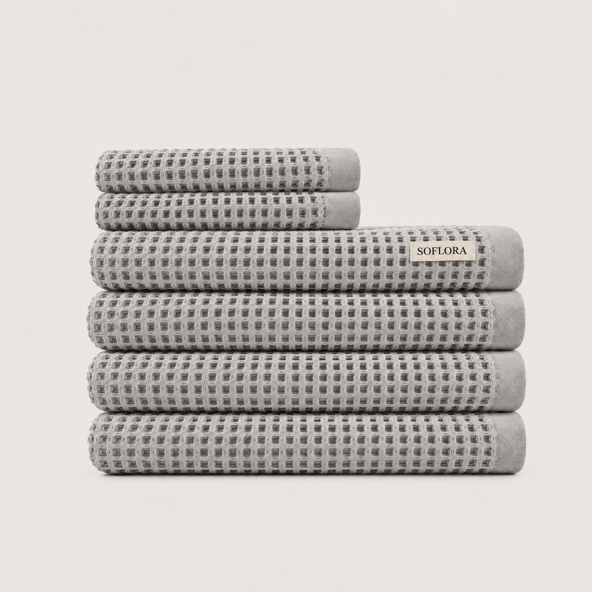 Waffle Spa Bundle in Light Grey - Set with Bath Towels