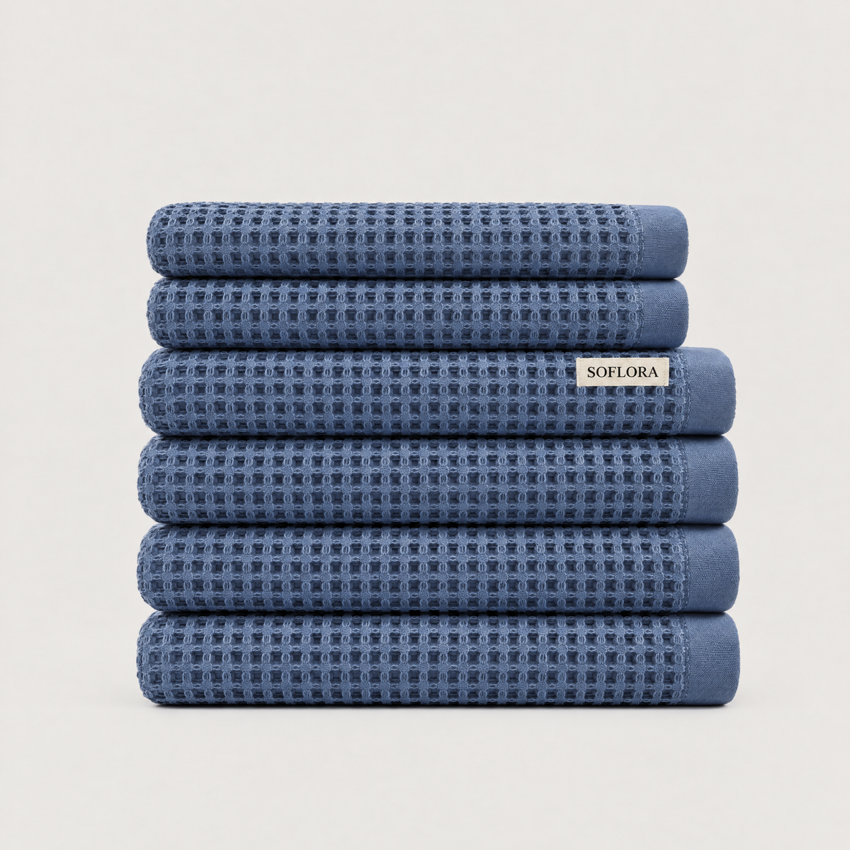 Waffle Spa Bundle in Powder Blue - Set with Bath Towels