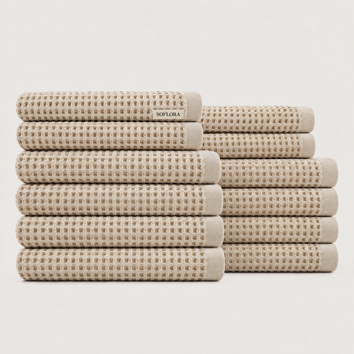 Waffle Luxe Bundle in Sand - Set with Bath Sheets