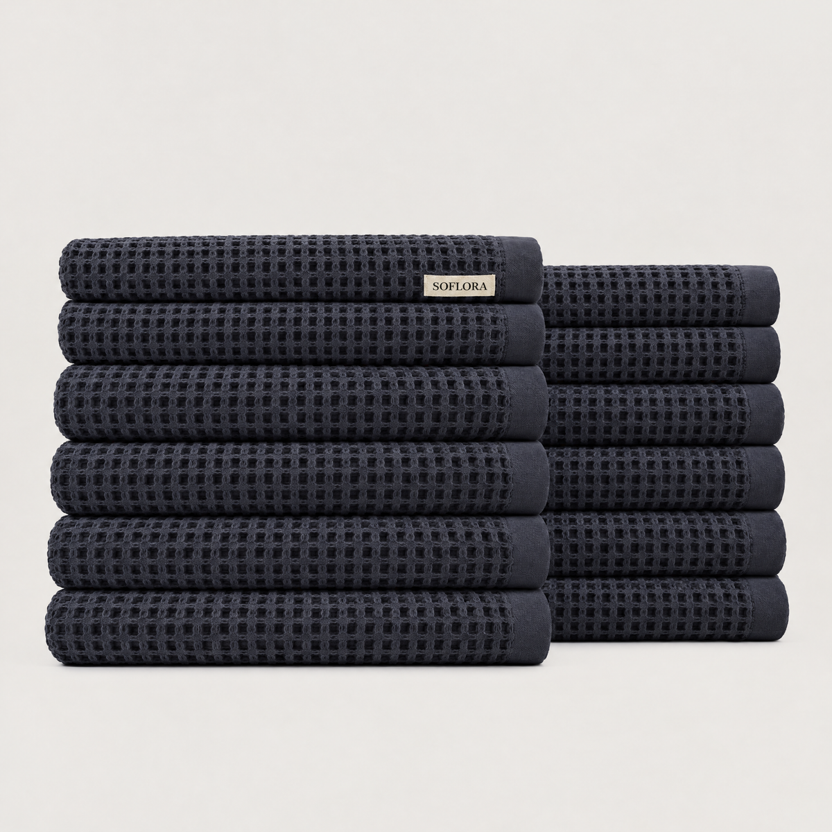 Waffle Luxe Bundle in Charcoal - Set with Bath Towels