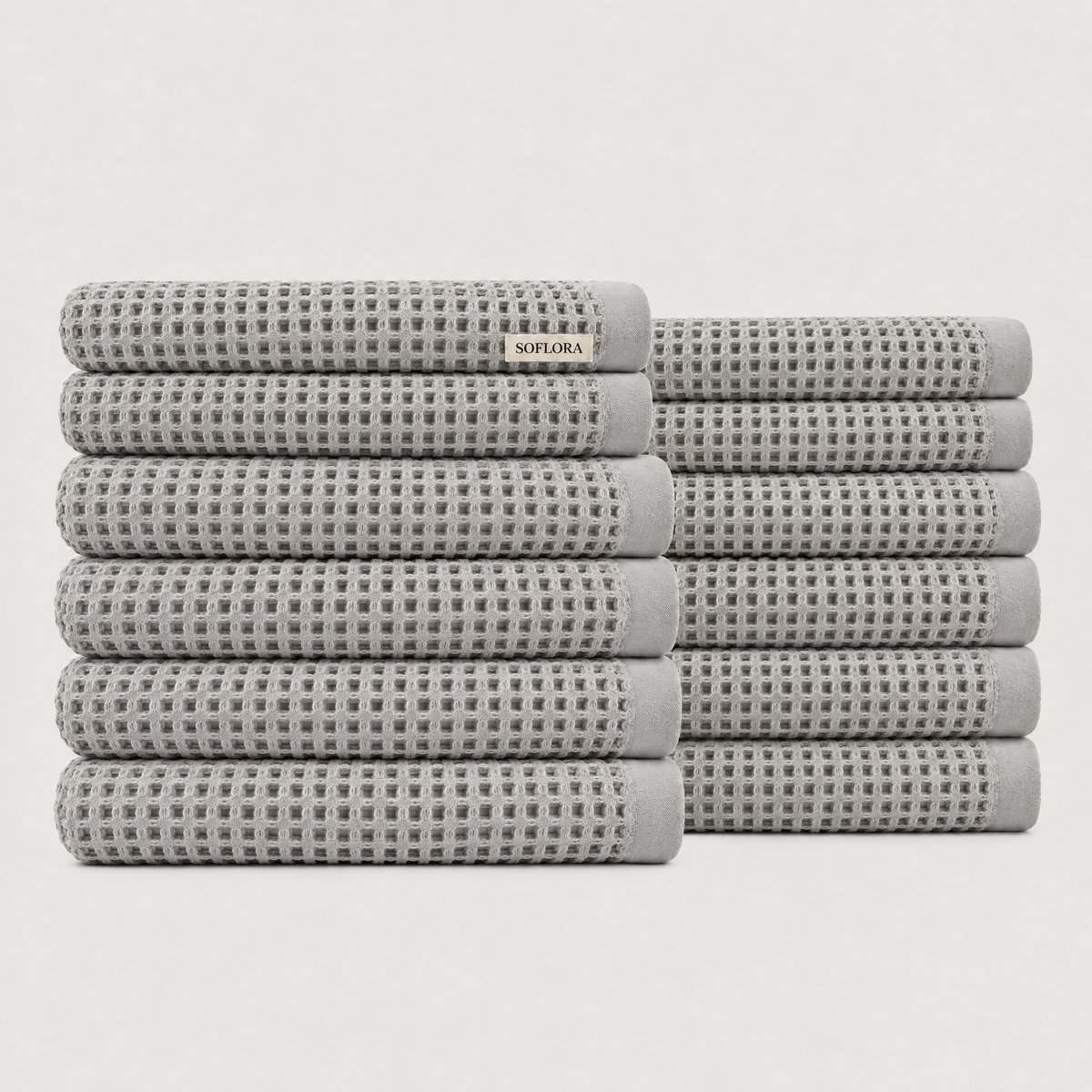 Waffle Luxe Bundle in Light Grey - Set with Bath Towels