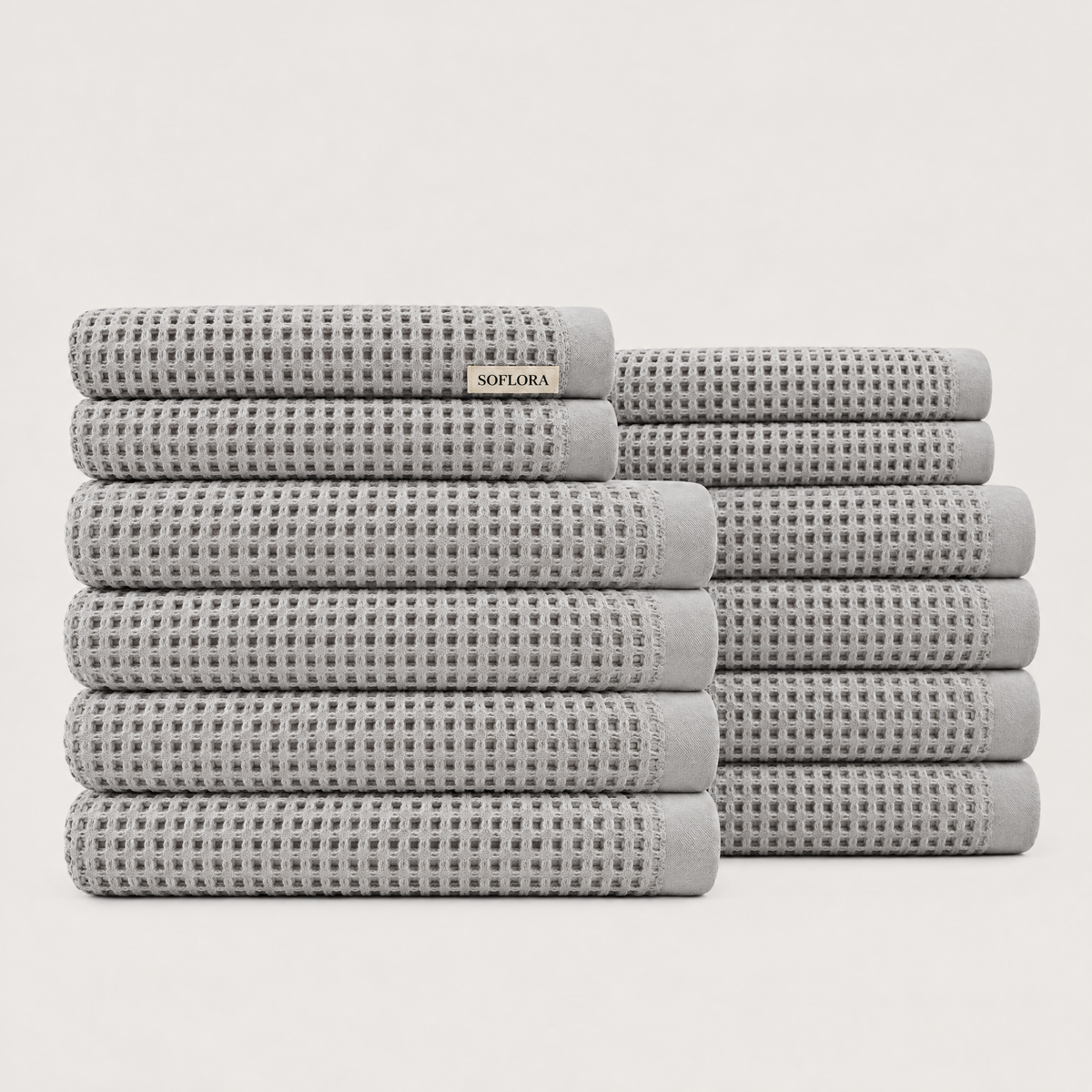 Waffle Luxe Bundle in Light Grey - Set with Bath Sheets