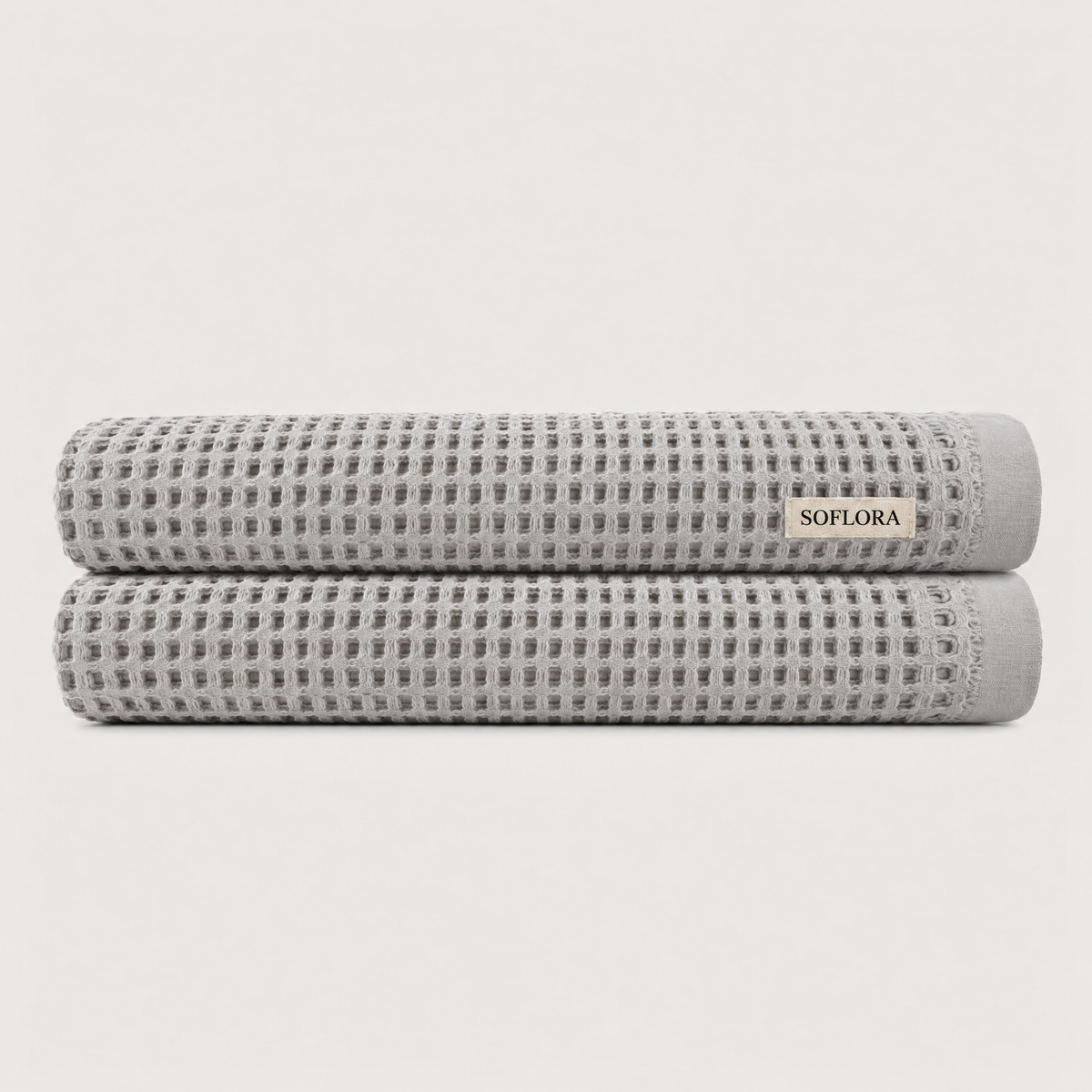 Waffle Bath Sheets in Light Grey - 2x Bath Sheets