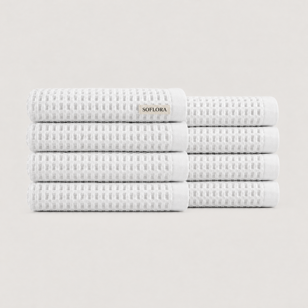 Waffle Hand Towels in Cloud White - 8x Hand Towels