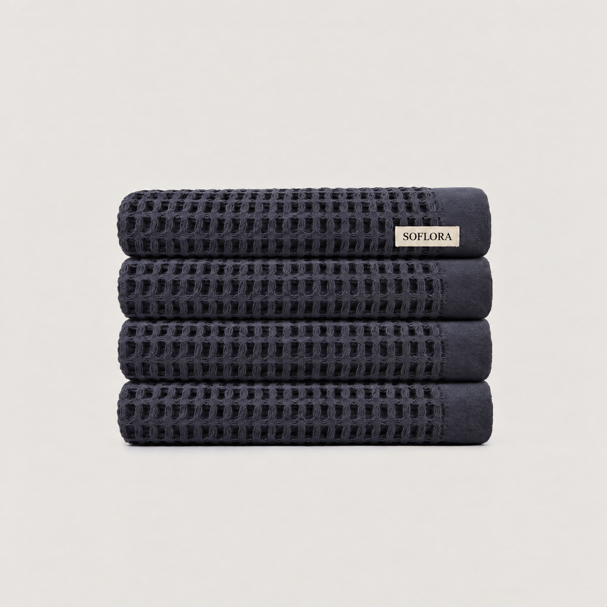Waffle Hand Towels in Charcoal - 4x Hand Towels