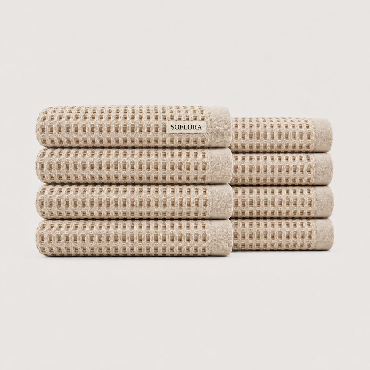 Waffle Hand Towels in Sand - 8x Hand Towels