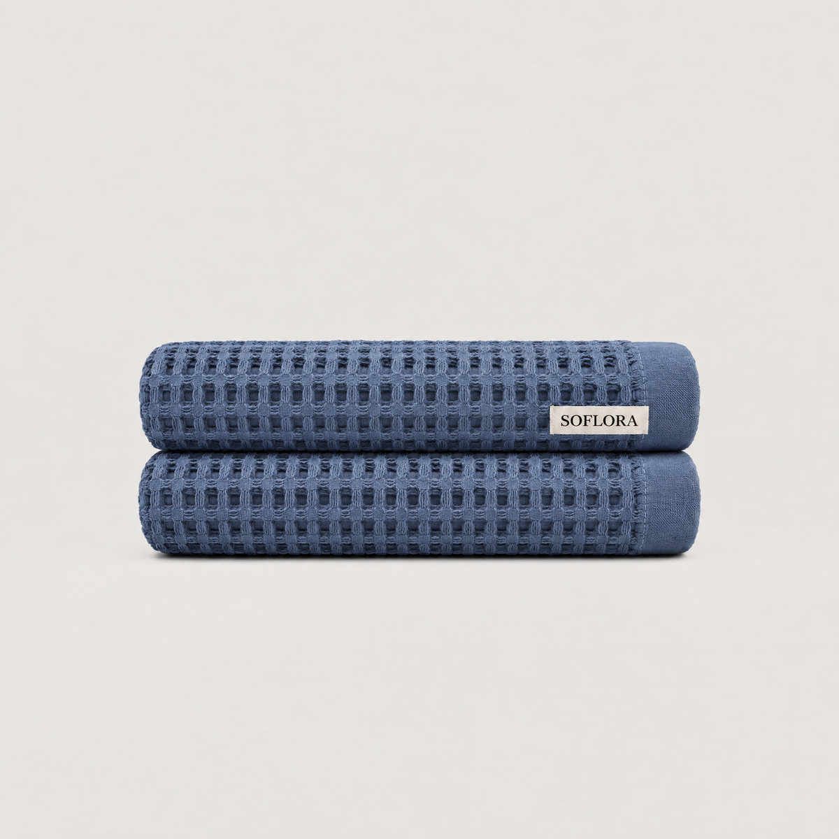 Waffle Hand Towels in Powder Blue - 2x Hand Towels