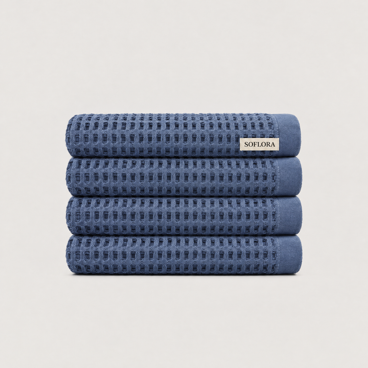 Waffle Hand Towels in Powder Blue - 4x Hand Towels