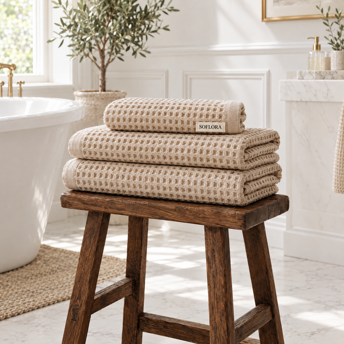 Waffle Luxe Bundle - in the bathroom
